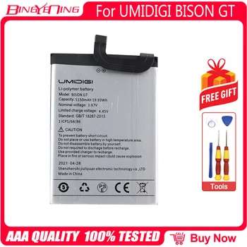 Новый Оригинальный Аккумулятор Высокой Емкости 5150 мАч для UMI Umidigi Bison GT Battery Замена Сотового Телефона Высококачественными Батареями