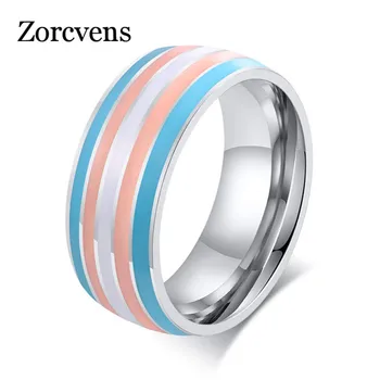 Лесбийское ЛГБТ-кольцо ZORCVENS для мужчин и женщин серебристого цвета из нержавеющей стали, браслет Rainbow Pride Love Promise, модные украшения