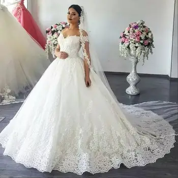 Бальное платье с аппликацией с открытыми плечами Princess Bridal Свадебные платья на заказ 2024