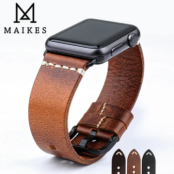 Специальный ремешок из Коровьей кожи MAIKES Для Apple Watch Band 45 мм 41 мм 44 мм 40 мм 42 мм 38 мм Series 7 6 SE 5 4 3 Ремешок Для часов iWatch