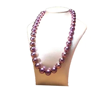 Ожерелье из пресноводного жемчуга MADALENA SARARA 11-12 мм фиолетового цвета круглой формы с застежкой из 18-каратного золота