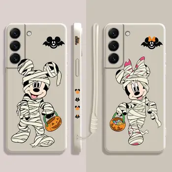 Disney Mickey Minnie Couple Halloween Жидкий Чехол Для Samsung Galaxy S23 S22 S21 S20 FE Ultra S10 S9 S8 Plus Note 20Ultra 10Plus