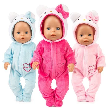 Одежда для новорожденной куклы 43 см, комбинезон, Пижама для куклы 17-18 дюймов, Комплект аксессуаров, Подарок на День рождения для маленькой девочки