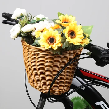 Плетеная велосипедная корзина с кожаными ремнями, Маленькая велосипедная корзина ручной работы, имитация велосипеда, Плетеная корзина для велосипедов, Аксессуары для велоспорта