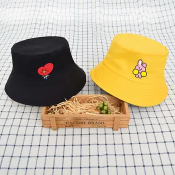 Bt21 Двусторонняя Панама Tata Koay Shooky Chimmy Cooky Аниме Периферийная Повседневная шляпа, Модная Шляпа от солнца Для мальчиков и девочек, Подарок для покупок