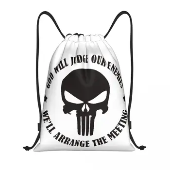 Изготовленный на заказ логотип Heavy Metal Punishers, череп, рюкзак на шнурке, сумки для женщин, мужчин, легкий спортивный рюкзак для спортзала, сумки для йоги