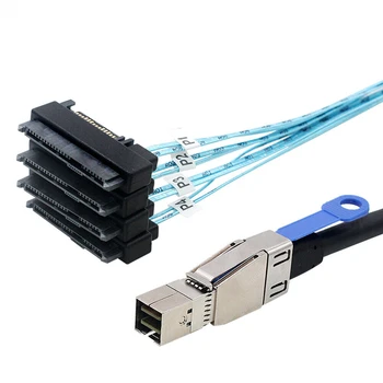 Высокоскоростной кабель для передачи данных Mini SAS HD от SFF-8644 до SFF-8482 29P с матрицей 2 в 1 на жестком диске SATA