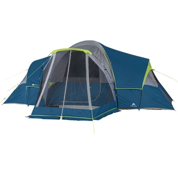 Семейная кемпинговая палатка Ozark Trail на 10 человек, с 3 комнатами и сетчатыми тентами на веранде, сверхлегкая палатка