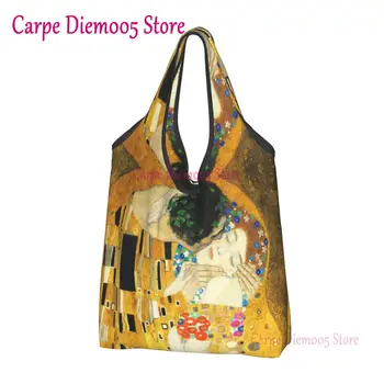 Klimt Kiss Бакалейная сумка для покупок Женская милая сумка Gustav Klimt Freyas Art Shopper Через плечо Сумка большой емкости