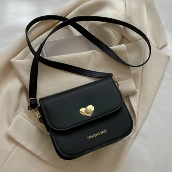 Женская сумка с замком Love Heart, модные женские маленькие сумки-мессенджеры, винтажные женские сумки из искусственной кожи, кошелек, сумка с клапаном для телефона