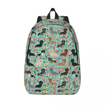 Рюкзак для собак с цветочным рисунком таксы для мальчиков и девочек, школьная сумка для школьников, рюкзак для животных, сумка для детского сада, начальная сумка
