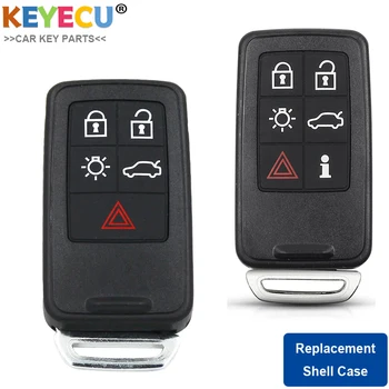 KEYECU 5 Кнопка 6 Кнопка Замены Дистанционного Ключа Автомобиля Чехол Брелок для Volvo S60 V60 S80 XC70 XC60 V70 FCC ID: KR55WK49264
