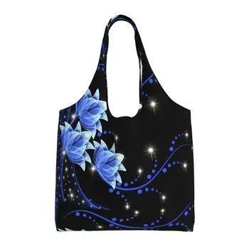 Сумки для покупок Blue Flower Многоразового использования, складные сумки для покупок, моющиеся для мужчин, женщин, на рынок, обед, в путешествия