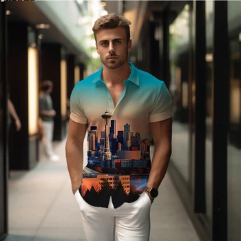 Летняя новая мужская рубашка с 3D принтом forest riding, мужская рубашка в повседневном стиле, мужская рубашка, модный тренд, высококачественная мужская рубашка