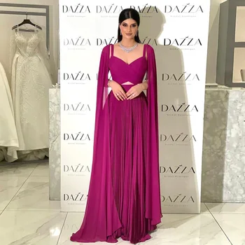 Платье для выпускного вечера LAIDITYA, модные драпированные платья с V-образным вырезом и рукавами-накидками, шифоновые вечерние платья для вечеринок в Саудовской Аравии и Дубае.