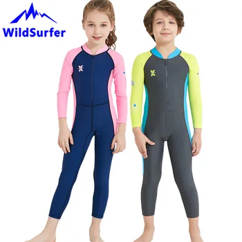 Детский водолазный костюм, купальник для девочек, цельный детский гидрокостюм в виде медузы с длинным рукавом для мальчиков, гидрокостюмы для плавания W121
