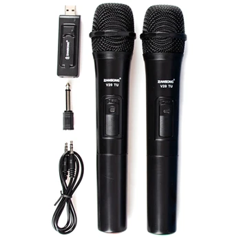Zansong Uhf Usb 3,5 мм беспроводной микрофон Megaphone Ручной микрофон с приемником для караоке Громкоговоритель V20