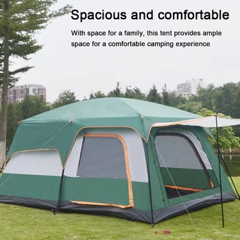 Походная палатка для путешествий на открытом воздухе на 3-4 человека, Портативная, непромокаемая, защищенная от солнца, Автономная, Две комнаты, Одна гостиная, палатка с навесом