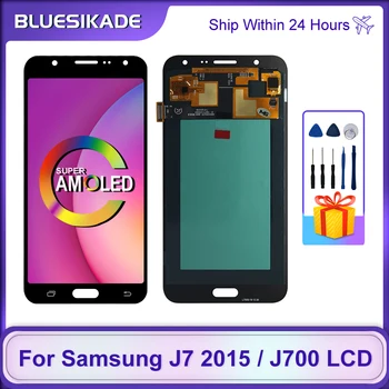 Super AMOLED Для Samsung Galaxy J7 2015 ЖК-дисплей С Сенсорным Экраном Digitizer Для Samsung J700 LCD J700F J700H J700M Замена Деталей