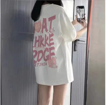 Женская летняя модная повседневная футболка с круглым вырезом и свободными буквенными знаками Highstreet, Топ, футболка