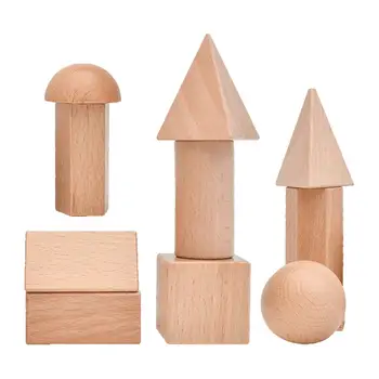 Деревянные геометрические кубики Монтессори для домашних дошкольников