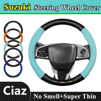 Без запаха, тонкий Меховой кожаный карбоновый чехол для рулевого колеса Suzuki Ciaz 2014 2015 2016 2017 2018