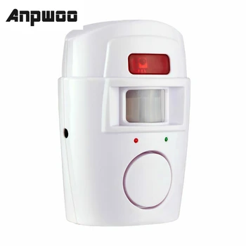 ANPWOO IR Инфракрасный датчик движения, беспроводная мини-сигнализация с дистанционным управлением, 105 дБ, громкая сирена для домашней безопасности, противоугонная