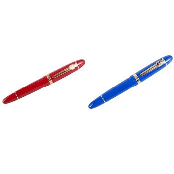 JINHAO 2 шт 159 18KGP ПЕРЬЕВАЯ РУЧКА СРЕДНЕЙ ШИРИНЫ 0,7 мм, бесплатная офисная перьевая ручка В коробке, синяя и красная