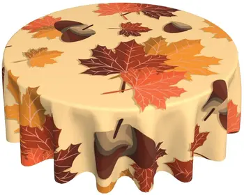 Круглая скатерть с орехами осеннего урожая, осенний сезонный листовой лист, круглое покрытие стола, декоративное для столовой, свадебного праздника