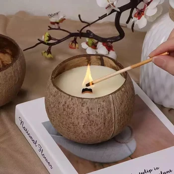 Чашка для ароматической свечи из скорлупы кокоса С Соевым воском, Креативный Контейнер для ресторана, Украшение для дома в Скандинавском стиле Simple