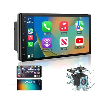Автомобильная стереосистема Carplay Android Auto с двойным Din, 7-дюймовым сенсорным экраном 2 + 32G, радио, Bluetooth, FM-приемник, камера, зеркальная связь, GPS