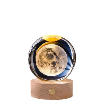 Креативный светящийся хрустальный шар Galaxy Night Light С орнаментом в виде хрустального шара с 3D лазерной гравировкой Для подарка подруге на день рождения