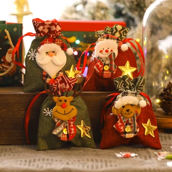 Мультяшная милая подарочная сумка с объемной кукольной головой из нетканого материала; сумка для яблок; карман для печенья; Новое рождественское украшение.