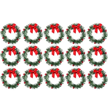 24 шт. кольца для свечей из искусственных ягод рождественского красного цвета для мини-венка, кольца-подсвечники для поделок