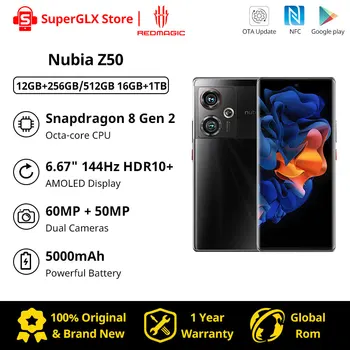 Смартфон Nubia Z50 5G с 6,67-дюймовым изогнутым гибким дисплеем частотой 144 Гц Snapdragon 8 Gen 2 Восьмиядерный 64-Мегапиксельный С двумя Камерами 80 Вт Быстрая Зарядка