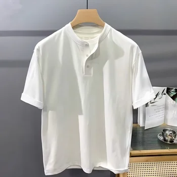 Мужские футболки с круглым вырезом, однотонная футболка, мужская одежда, Корейская мода