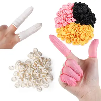 100/300 ШТ Натуральный Инструмент для дизайна ногтей Одноразовые Латексные накладки для пальцев Резиновые Перчатки Защитные перчатки для пальцев