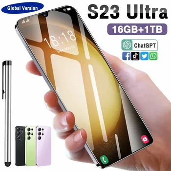 Оригинальный Android-смартфон бренда S23Ultra 6,8 дюйма 16 ГБ + 1 ТБ HD Полноэкранный Face ID Мобильный Телефон Глобальной версии 4G 5G Сотовый Телефон