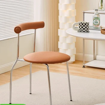 Современные минималистичные обеденные стулья на металлических ножках, Эргономичный стул для спальни, Кожаная библиотека Vip-дизайна, мебель для дома Sillas De Comedor