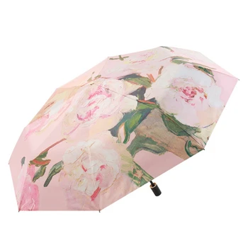 Складной зонт с защитой от солнца и ультрафиолета, складной зонт двойного назначения с двойным слоем и двусторонним цветком