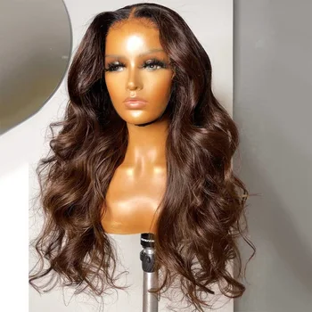7x5 Шоколадно-коричневый бесклеевой парик для тела, прозрачный парик с кружевной застежкой, человеческие волосы, Предварительно выщипанные Цветные парики из человеческих волос Remy