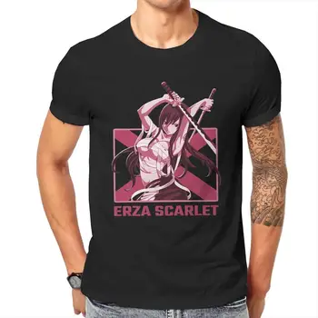 Мужские футболки Fairy Tail Erza Scarlet, винтажная хлопчатобумажная футболка с круглым вырезом, футболки с коротким рукавом, оригинальная одежда