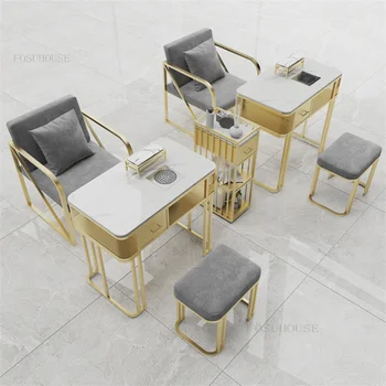 Современные маникюрные столы, салонная мебель, Одноместный Двойной маникюрный стол, стул с пылесосом, профессиональный маникюрный стол, письменный стол