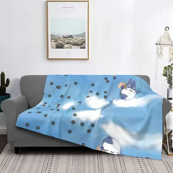 Летающее одеяло из флиса и бархата Totoro, Всесезонное Дышащее Легкое Тонкое покрывало для кровати