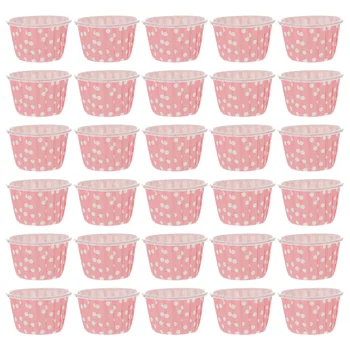 50шт Полезных Десертных мисок из стекла для мороженого Стеклянные стаканчики с крышкой Бумажные стаканчики (розовые) Пластиковые
