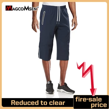 Летние мужские шорты MAGCOMSEN, быстросохнущие брюки-капри ниже колена с карманами на молнии для пеших прогулок и бега