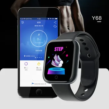 Y68 Bluetooth Смарт-часы Мужские Водонепроницаемые Спортивные Фитнес-трекеры Смарт-браслет Монитор артериального давления и сердечного ритма D20 Smartwatch