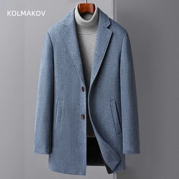 2024 новое поступление, зимняя куртка, модное Шерстяное пальто Высокого качества, Мужской Повседневный шерстяной тренч, Мужская Модельная куртка, полный Размер M-4XL