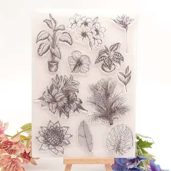 Листья цветов, прозрачный силиконовый штамп для печати, Фотоальбом для скрапбукинга, Декоративные прозрачные листы для штамповки