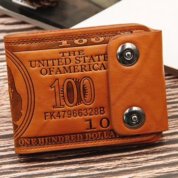 Новый мужской короткий кошелек с двойной пряжкой из искусственной кожи, кошелек для монет в долларах, Многофункциональный держатель для карт, модные мужские деньги